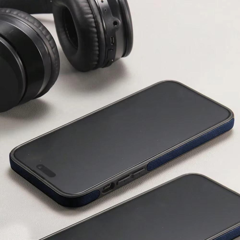 Luxury Leather iPhone Case — Kickstand Half-Wrapped Shockproof Cover, Anti-Scratch, Plain Design, Full Protection, Premium PU Leather