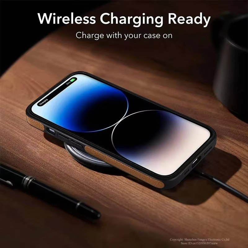 Luxury Leather iPhone Case — Kickstand Half-Wrapped Shockproof Cover, Anti-Scratch, Plain Design, Full Protection, Premium PU Leather