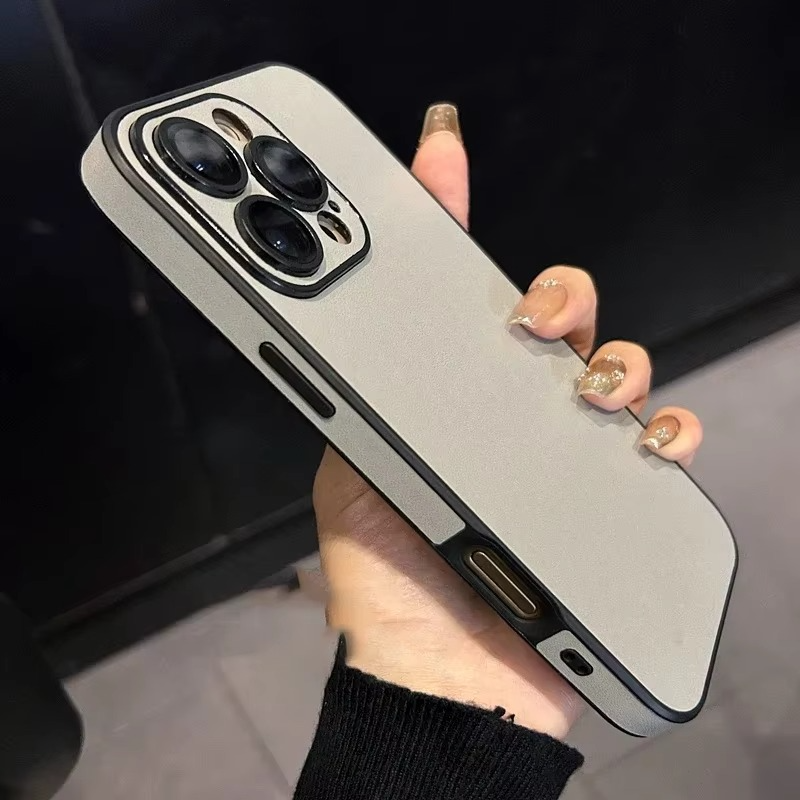 Luxury Leather iPhone Case — Soft Silicone Bumper, Shockproof Full Coverage, Anti-Fingerprint, Anti-Scratch, Dustproof, Lightweight Matte Finish