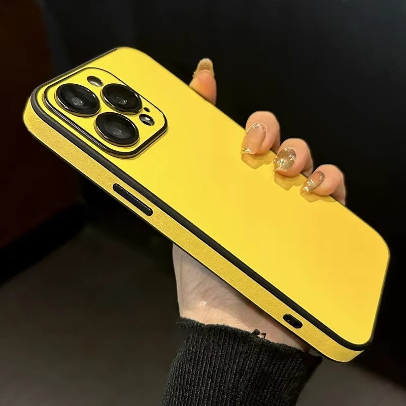 Luxury Leather iPhone Case — Soft Silicone Bumper, Shockproof Full Coverage, Anti-Fingerprint, Anti-Scratch, Dustproof, Lightweight Matte Finish