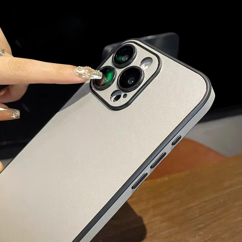 Luxury Leather iPhone Case — Soft Silicone Bumper, Shockproof Full Coverage, Anti-Fingerprint, Anti-Scratch, Dustproof, Lightweight Matte Finish