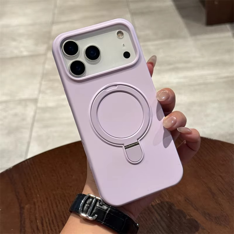 Luxury Liquid Silicone iPhone Case with Ring Holder — MagSafe Magnetic Stand, Matte Soft Bumper, Shockproof, Anti-Fingerprint, Non-Slip