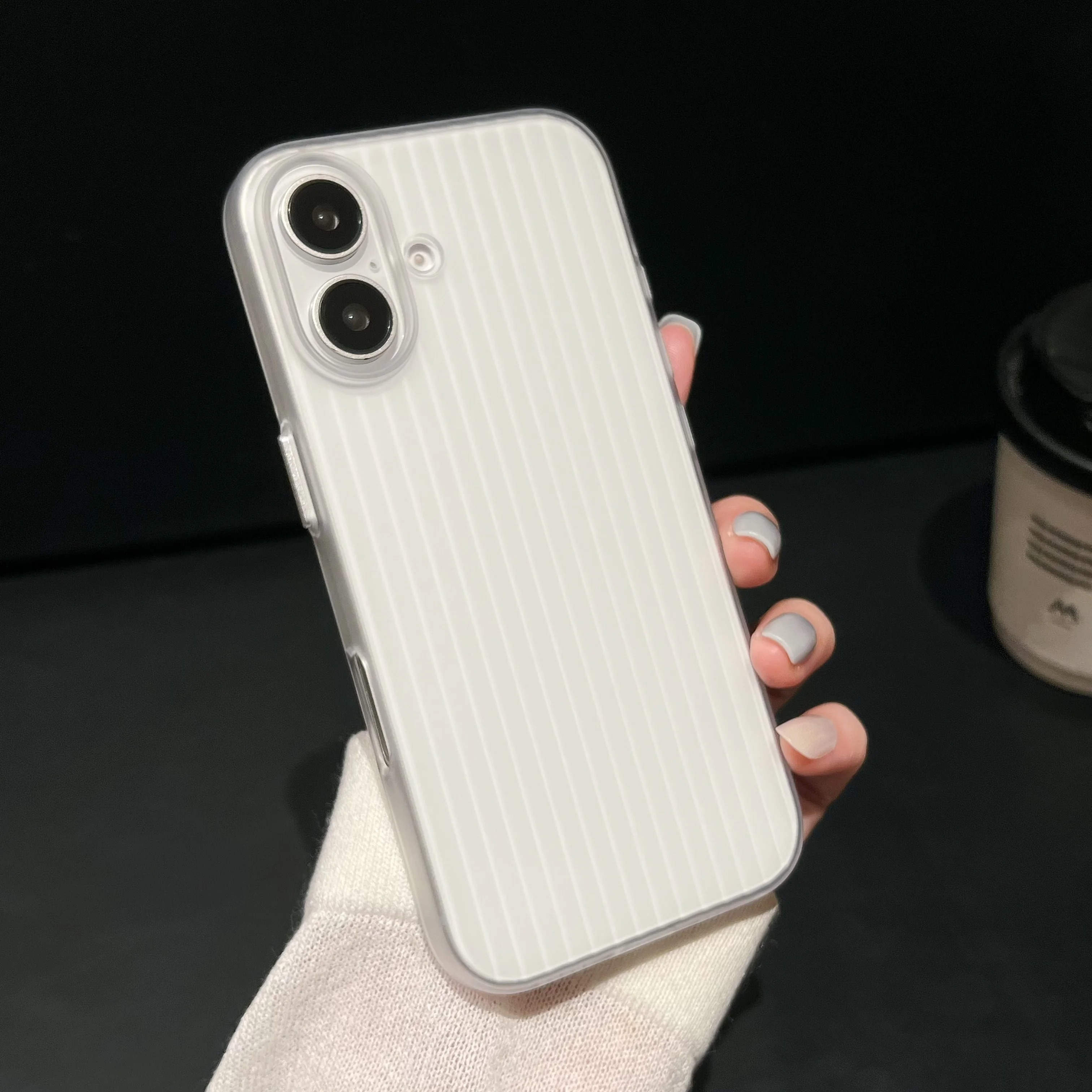 Luxury Luggage Style iPhone Case — Half-Wrapped Hard PC Cover with Plating Wave Design, Shockproof, Anti-Fingerprint, Anti-Scratch, Matte Finish