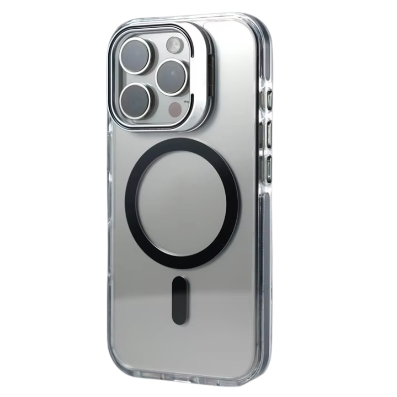Luxury Magnetic Clear iPhone Case — Shockproof Air Cushion Bumper, MagSafe Compatible, Wireless Charging, PC + TPU, Anti-Scratch, Non-Slip
