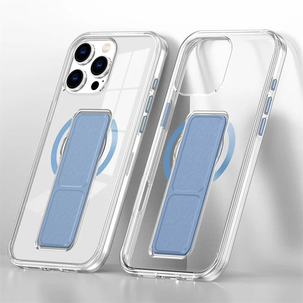 Luxury Magnetic Folding Stand iPhone Case — Shockproof Full Coverage, Anti-Fingerprint, Anti-Scratch, Dustproof, Matte Back Cover with Wristband Holder