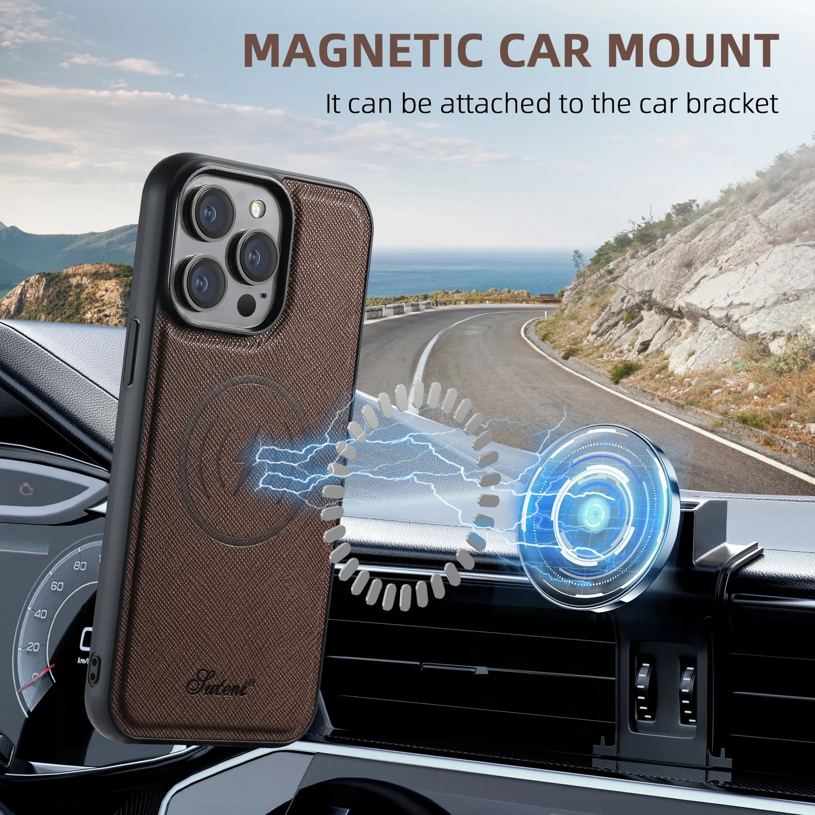 Luxury Magnetic Leather Wallet iPhone Case — 2-in-1 Card Holder, MagSafe Compatible, Wireless Charging, Anti-Fingerprint, Non-Slip, Storage Compartment