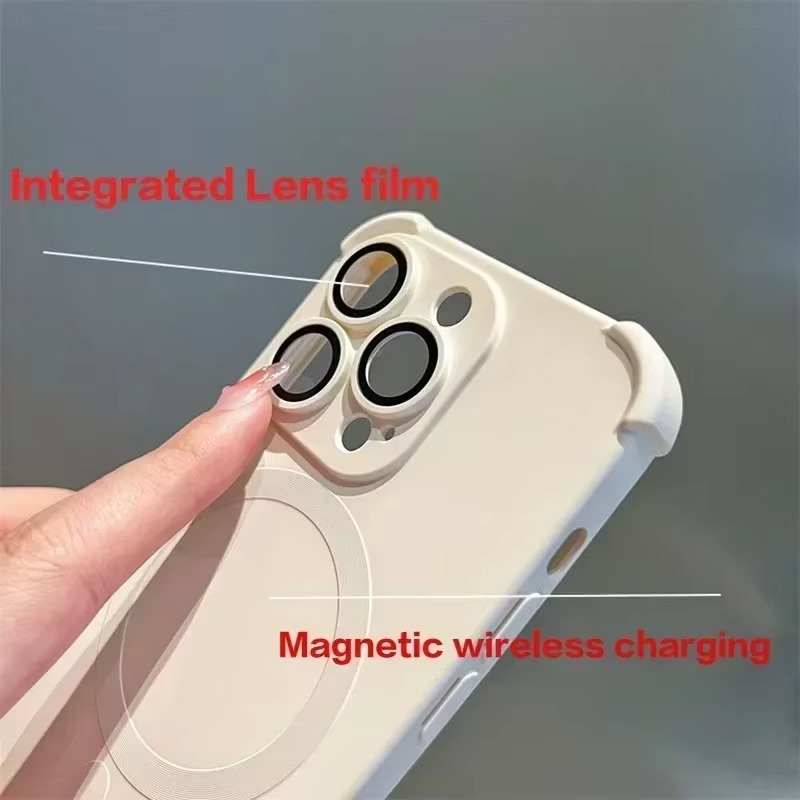 Luxury Magnetic Liquid Silicone iPhone Case — Lens Protection, Magsafe Wireless Charging, Shockproof, Anti-Fingerprint, Matte Soft Half-Wrapped Cover