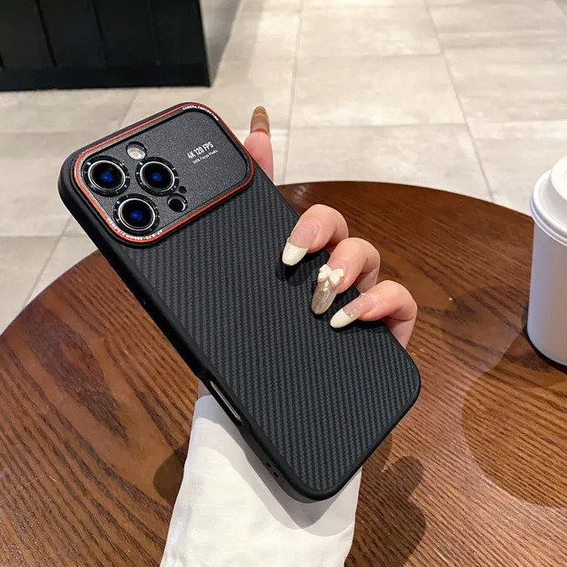 Luxury Magnetic MagSafe iPhone Case Shockproof with Large Window Camera Protection, Carbon Fiber Texture, Anti-Fingerprint Non-Slip Cover