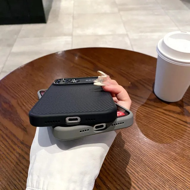 Luxury Magnetic MagSafe iPhone Case Shockproof with Large Window Camera Protection, Carbon Fiber Texture, Anti-Fingerprint Non-Slip Cover