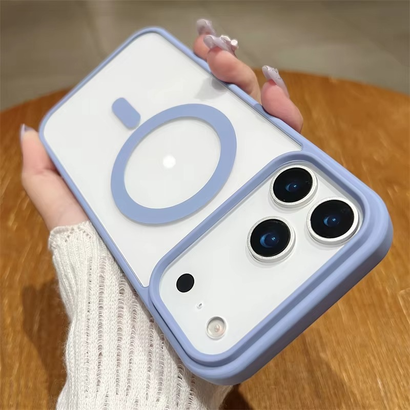 Luxury Magnetic Magsafe Wireless Charging iPhone Case — Transparent Hard Back, Shockproof, Anti-Fingerprint, Slim Protective Cover