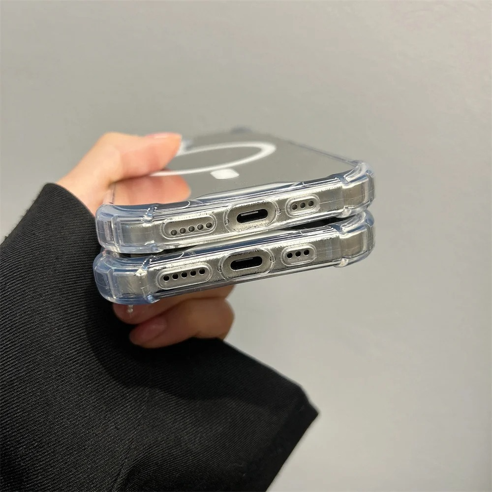 Luxury Magnetic Magsafe iPhone Case — Built-In Makeup Mirror, Thin Wireless Charging Cover, Anti-Fingerprint, Anti-Scratch, Dustproof, Lightweight