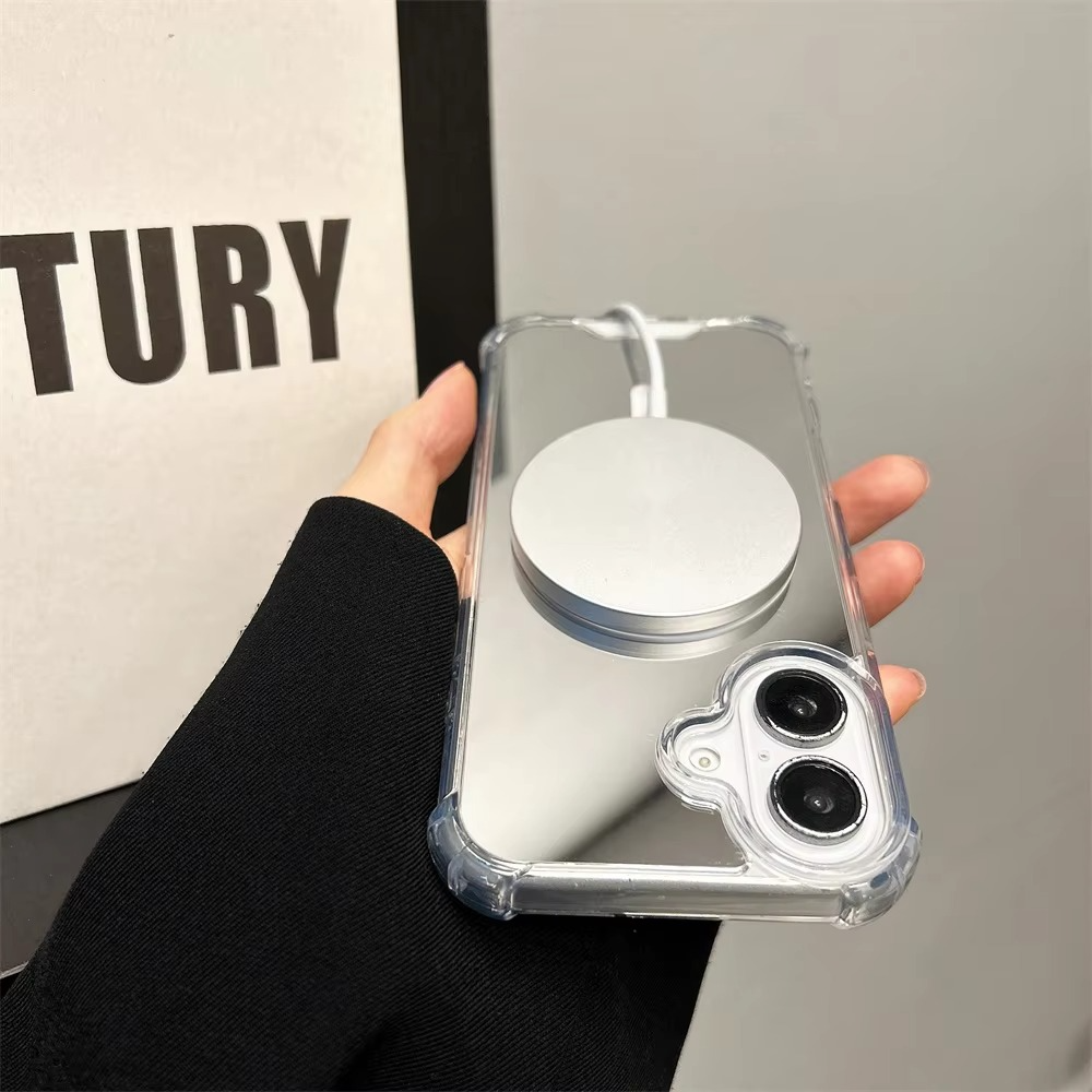 Luxury Magnetic Magsafe iPhone Case — Built-In Makeup Mirror, Thin Wireless Charging Cover, Anti-Fingerprint, Anti-Scratch, Dustproof, Lightweight