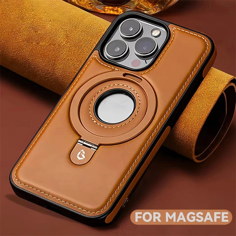 Luxury Magnetic Shockproof iPhone Case — MagSafe Leather Cover with Ring Holder, Wireless Charging Support, Anti-Fingerprint, Anti-Scratch, Full Protection