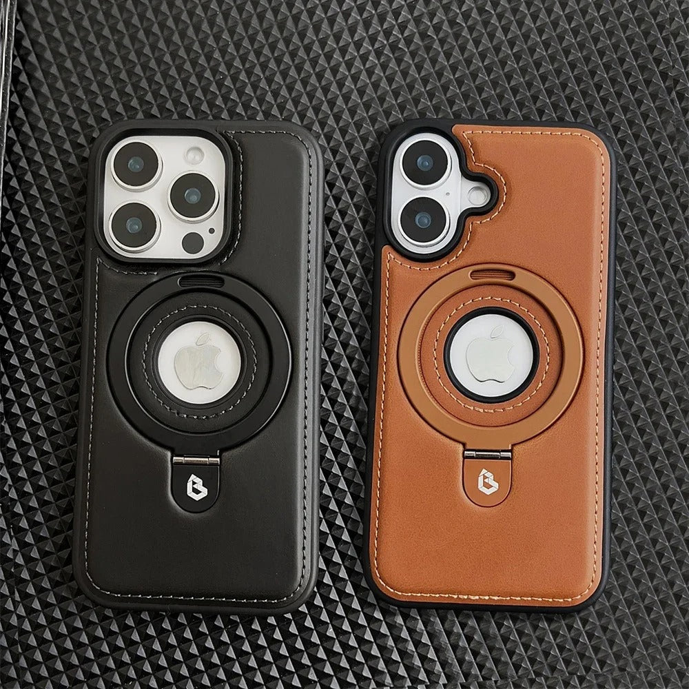 Luxury Magnetic Shockproof iPhone Case — MagSafe Leather Cover with Ring Holder, Wireless Charging Support, Anti-Fingerprint, Anti-Scratch, Full Protection