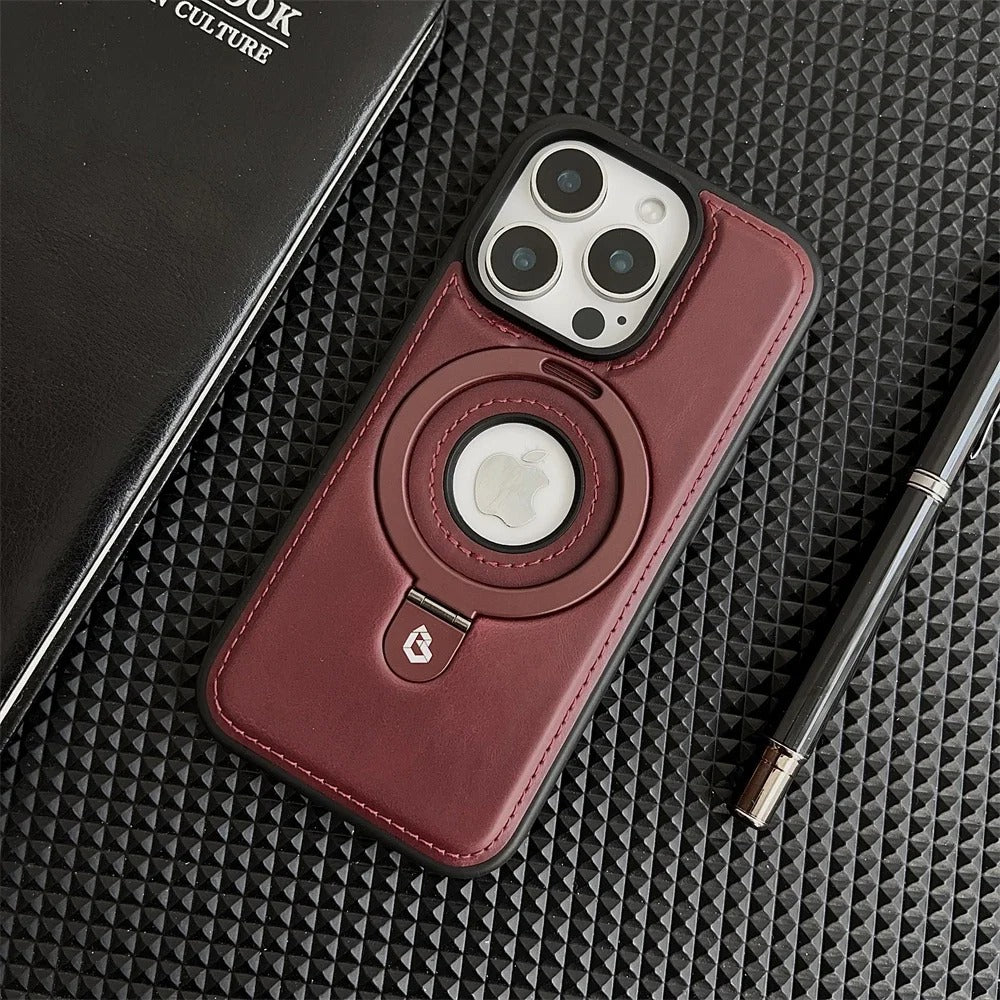 Luxury Magnetic Shockproof iPhone Case — MagSafe Leather Cover with Ring Holder, Wireless Charging Support, Anti-Fingerprint, Anti-Scratch, Full Protection