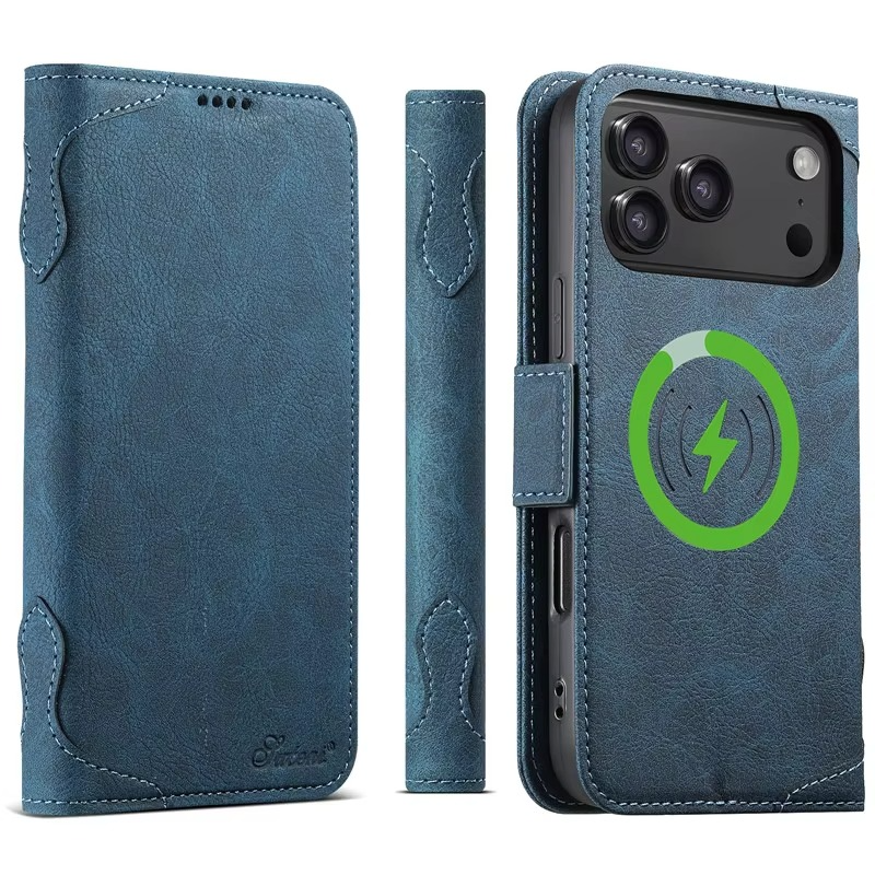 Luxury Magnetic Wallet Flip iPhone Case — Shockproof Retro Leather Book Cover with Card Slots, Phone Holder Stand, Anti-Fingerprint Design