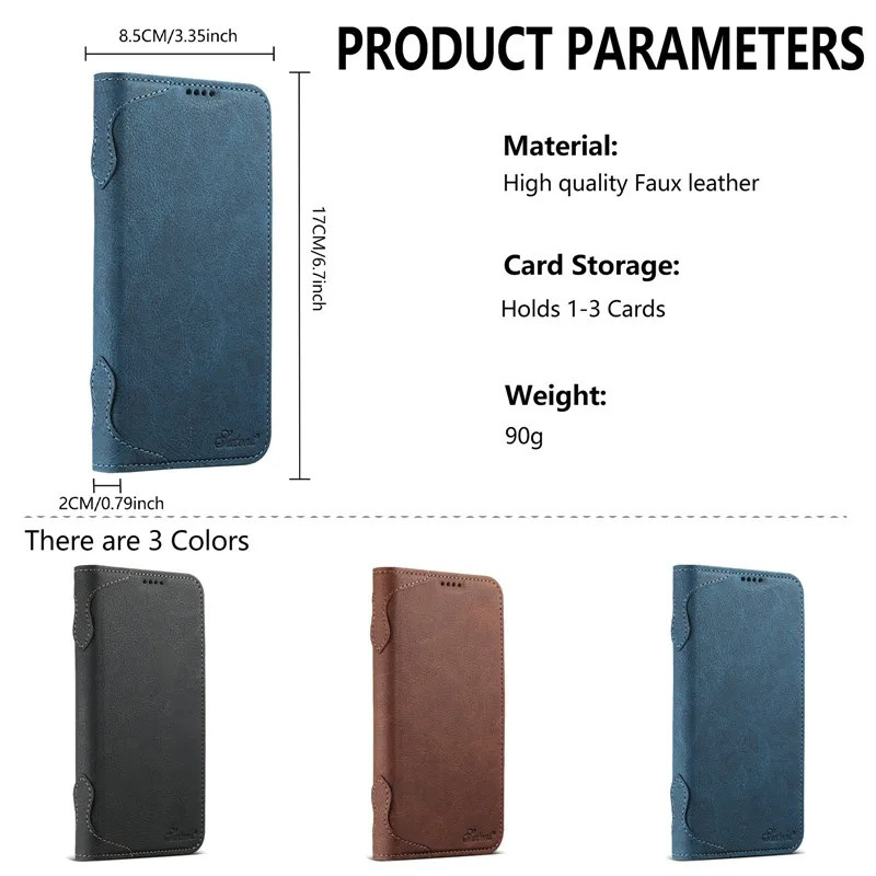 Luxury Magnetic Wallet Flip iPhone Case — Shockproof Retro Leather Book Cover with Card Slots, Phone Holder Stand, Anti-Fingerprint Design