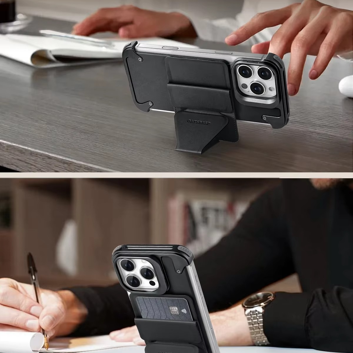 Luxury Magnetic Wallet iPhone Case — Card Holder with Stand, Wireless-Charging Compatible Genuine Leather Bumper Protective Cover