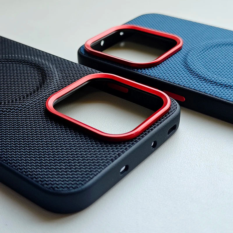 Luxury Magnetic Wireless Charging iPhone Case — PU Leather Texture, Shockproof Dustproof Back Cover, Slim Half-Wrapped Protective Design