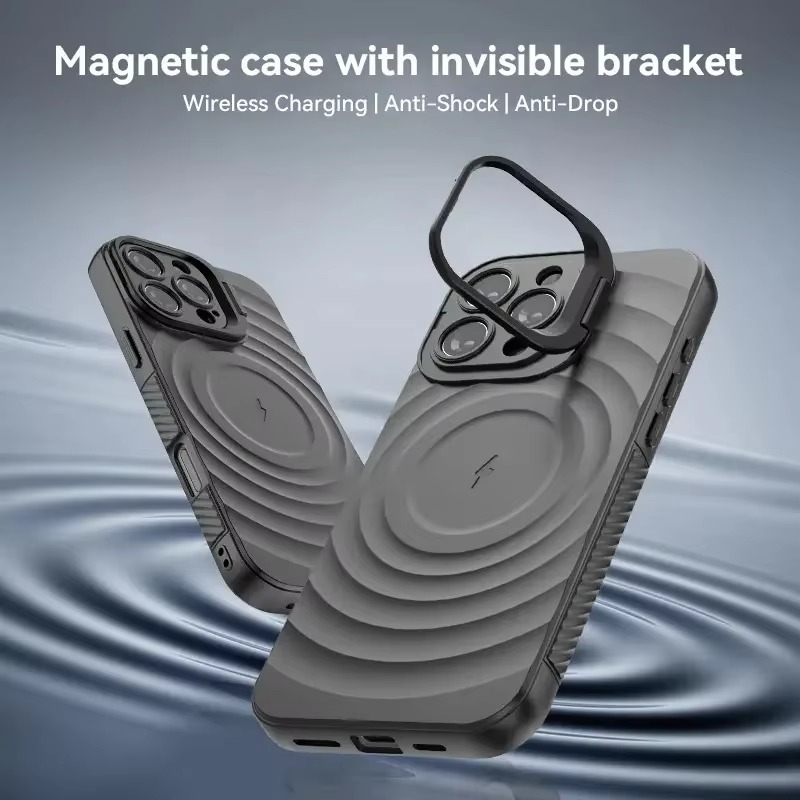 Luxury Magnetic iPhone Case — Adjustable Lens Mount Soft Silicone Cover, Shockproof, Anti-Fingerprint, Anti-Scratch, Dustproof, Non-Slip, Magsafe Compatible