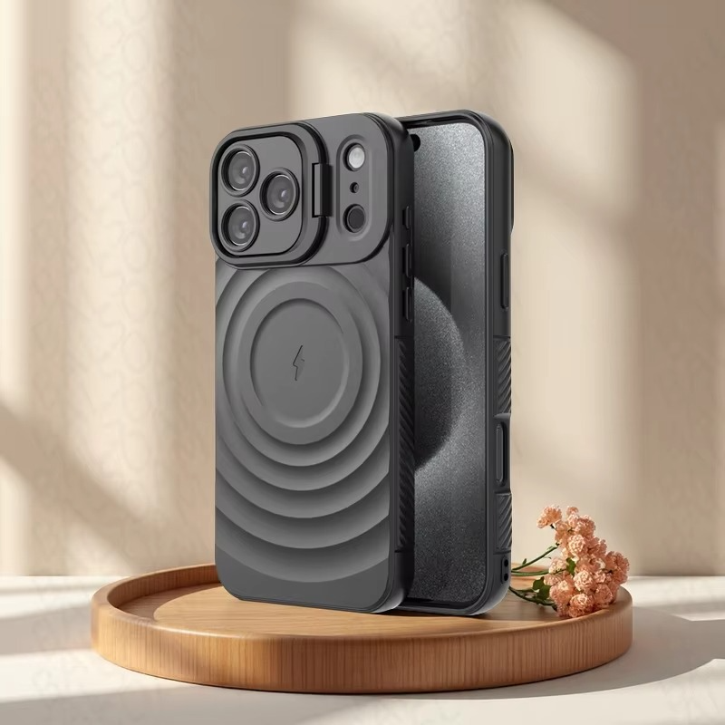 Luxury Magnetic iPhone Case — Adjustable Lens Mount Soft Silicone Cover, Shockproof, Anti-Fingerprint, Anti-Scratch, Dustproof, Non-Slip, Magsafe Compatible