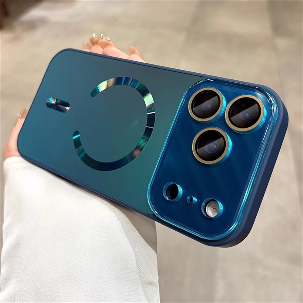 Luxury Magnetic iPhone Case — Large Window Matte Glass Camera Protection, Shockproof MagSafe Wireless-Charging Compatible Cover