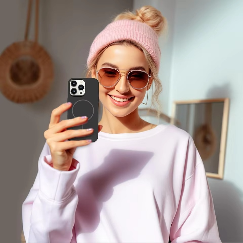 Luxury Magnetic iPhone Case — Liquid Silicone Matte Shockproof Bumper, Wrist Strap Lanyard, Anti-Fingerprint, Anti-Scratch, Dustproof, Non-Slip