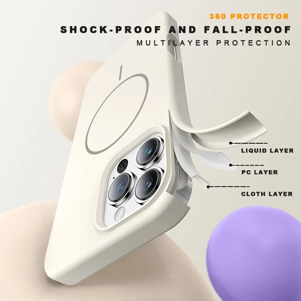 Luxury Magnetic iPhone Case — Liquid Silicone Matte Shockproof Bumper, Wrist Strap Lanyard, Anti-Fingerprint, Anti-Scratch, Dustproof, Non-Slip