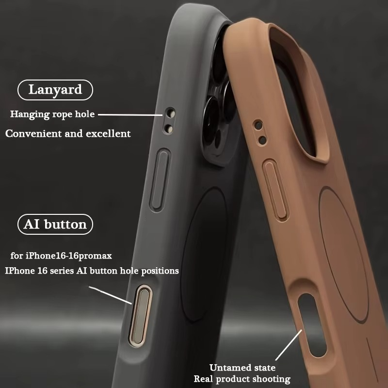 Luxury Magnetic iPhone Case — Liquid Silicone Matte Shockproof Bumper, Wrist Strap Lanyard, Anti-Fingerprint, Anti-Scratch, Dustproof, Non-Slip