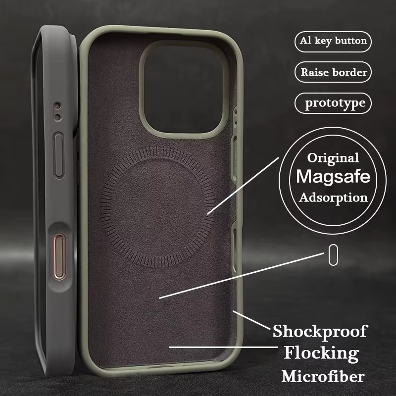 Luxury Magnetic iPhone Case — Liquid Silicone Matte Shockproof Bumper, Wrist Strap Lanyard, Anti-Fingerprint, Anti-Scratch, Dustproof, Non-Slip