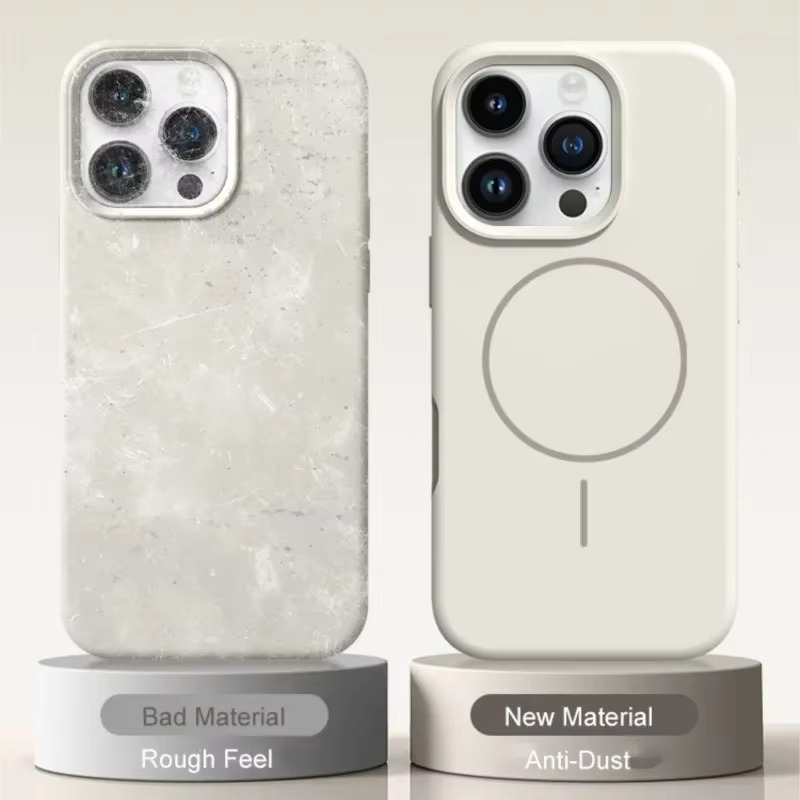 Luxury Magnetic iPhone Case — Liquid Silicone Matte Shockproof Bumper, Wrist Strap Lanyard, Anti-Fingerprint, Anti-Scratch, Dustproof, Non-Slip