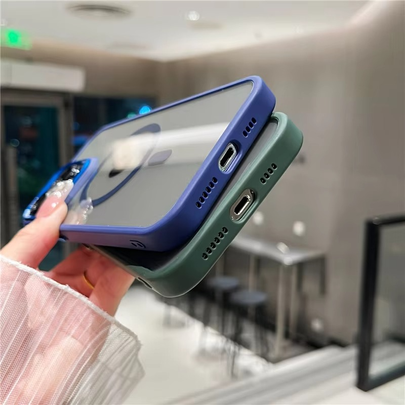 Luxury Magnetic iPhone Case — Metal Lens Bumper Protection, Shockproof Transparent Soft Bumper with Wireless Charging Compatibility