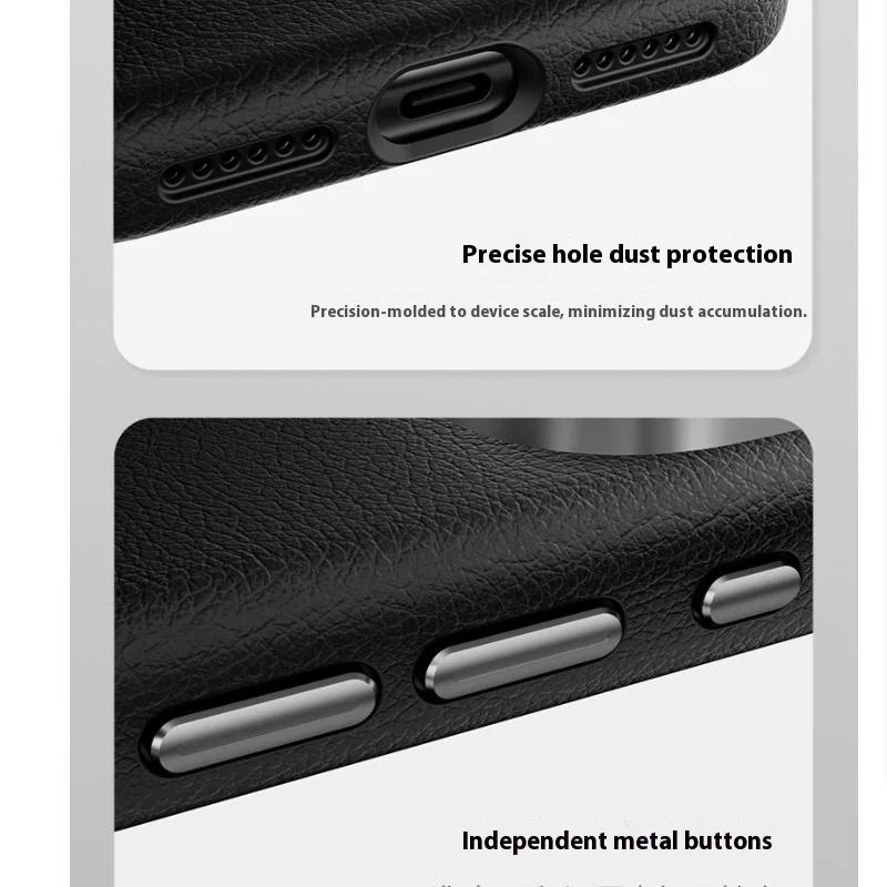 Luxury Magnetic iPhone Case — Wireless Charging Leather Cover with Metal Camera Protection, Shockproof Anti-Fingerprint Full Coverage Design