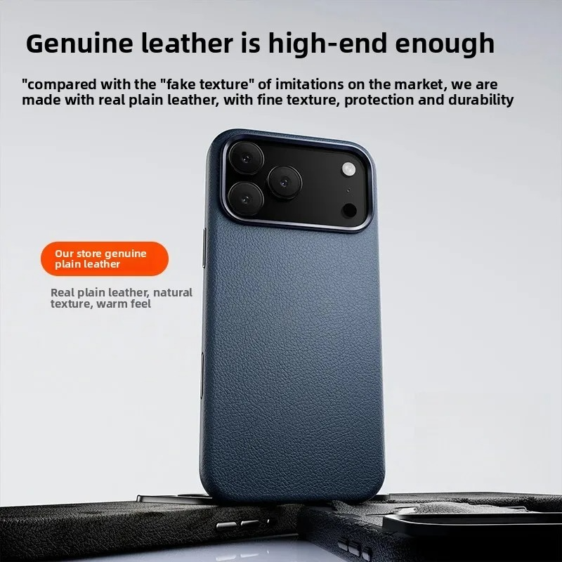 Luxury Magnetic iPhone Case — Wireless Charging Leather Cover with Metal Camera Protection, Shockproof Anti-Fingerprint Full Coverage Design