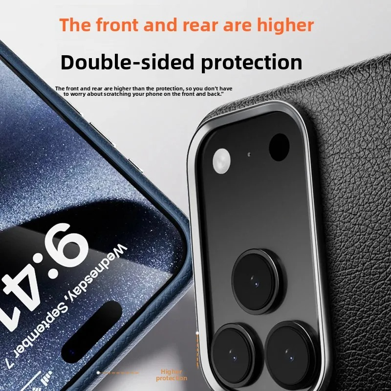 Luxury Magnetic iPhone Case — Wireless Charging Leather Cover with Metal Camera Protection, Shockproof Anti-Fingerprint Full Coverage Design