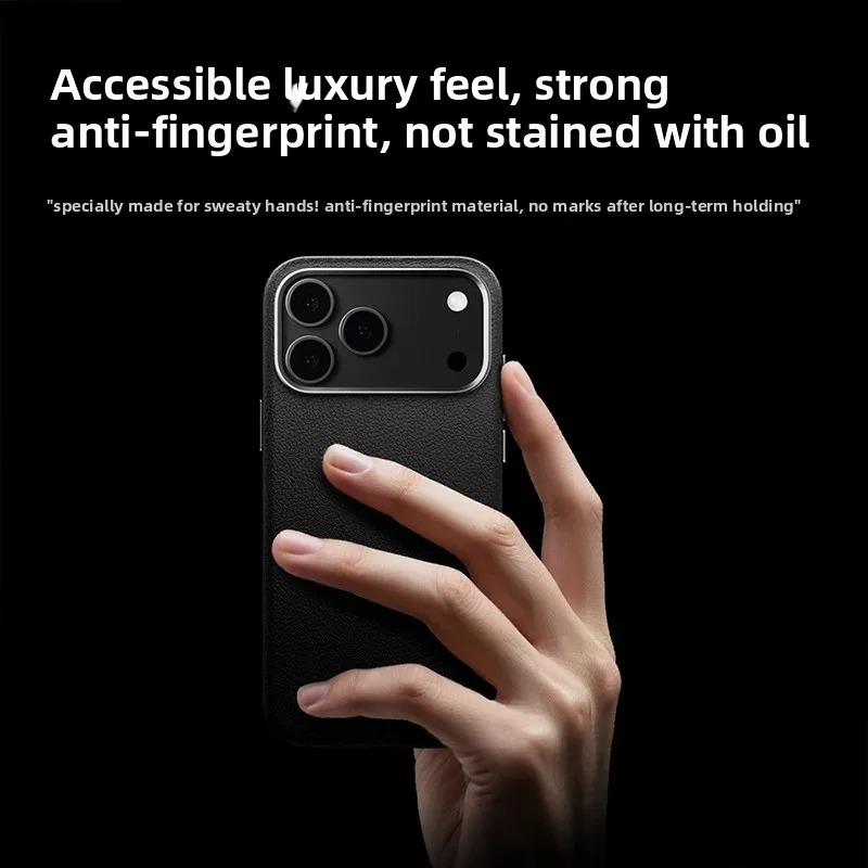 Luxury Magnetic iPhone Case — Wireless Charging Leather Cover with Metal Camera Protection, Shockproof Anti-Fingerprint Full Coverage Design