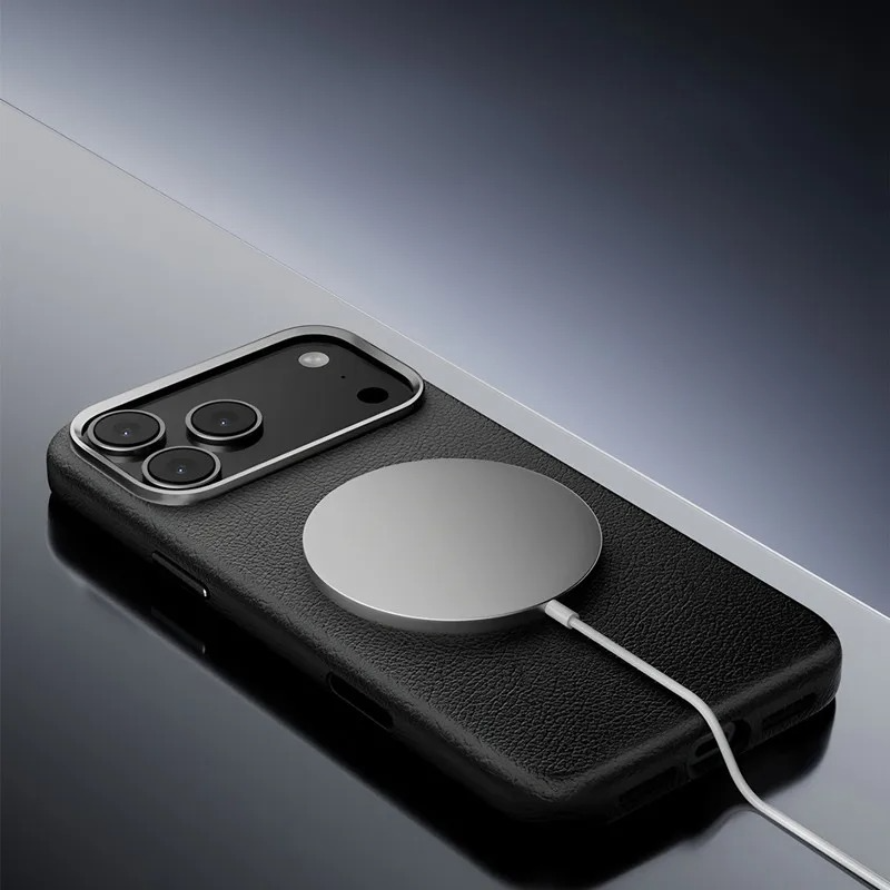 Luxury Magnetic iPhone Case — Wireless Charging Leather Cover with Metal Camera Protection, Shockproof Anti-Fingerprint Full Coverage Design