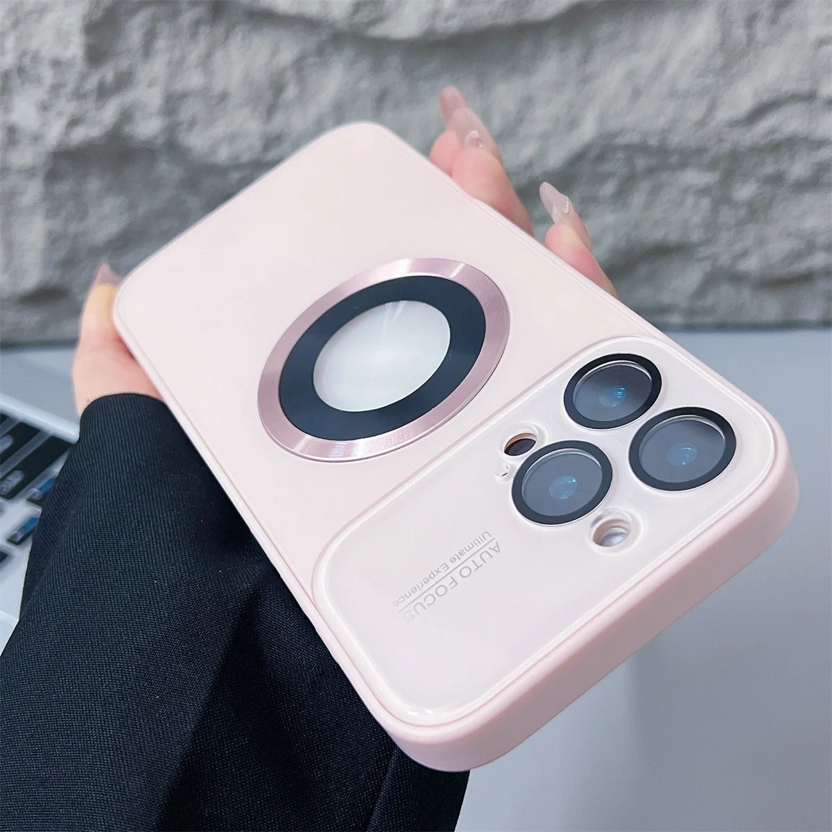 Luxury Magsafe Magnetic iPhone Case — Large Window Logo Hole, Shockproof Half-Wrapped Cover, Camera Lens Protection, Anti-Fingerprint, Matte Non-Slip