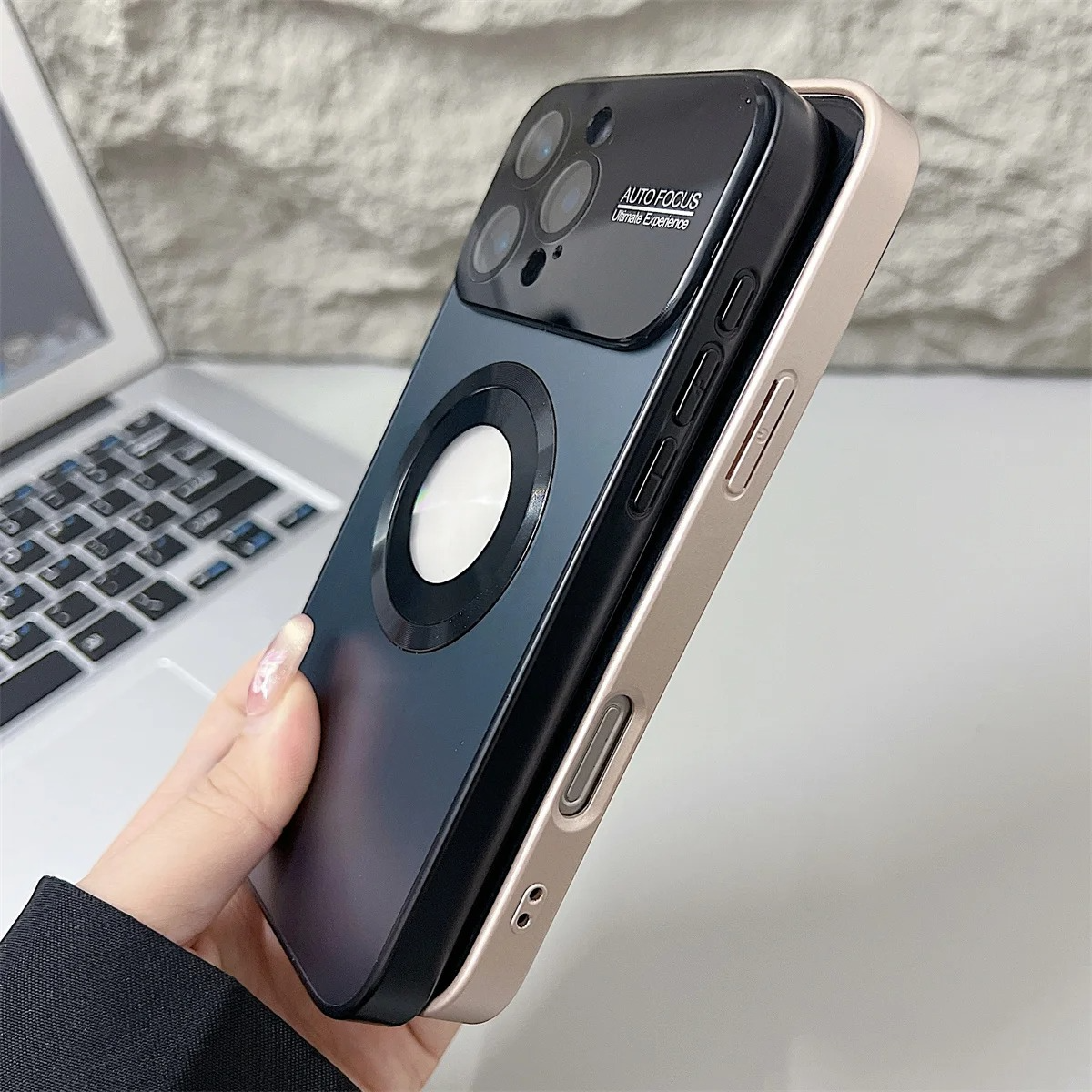 Luxury Magsafe Magnetic iPhone Case — Large Window Logo Hole, Shockproof Half-Wrapped Cover, Camera Lens Protection, Anti-Fingerprint, Matte Non-Slip