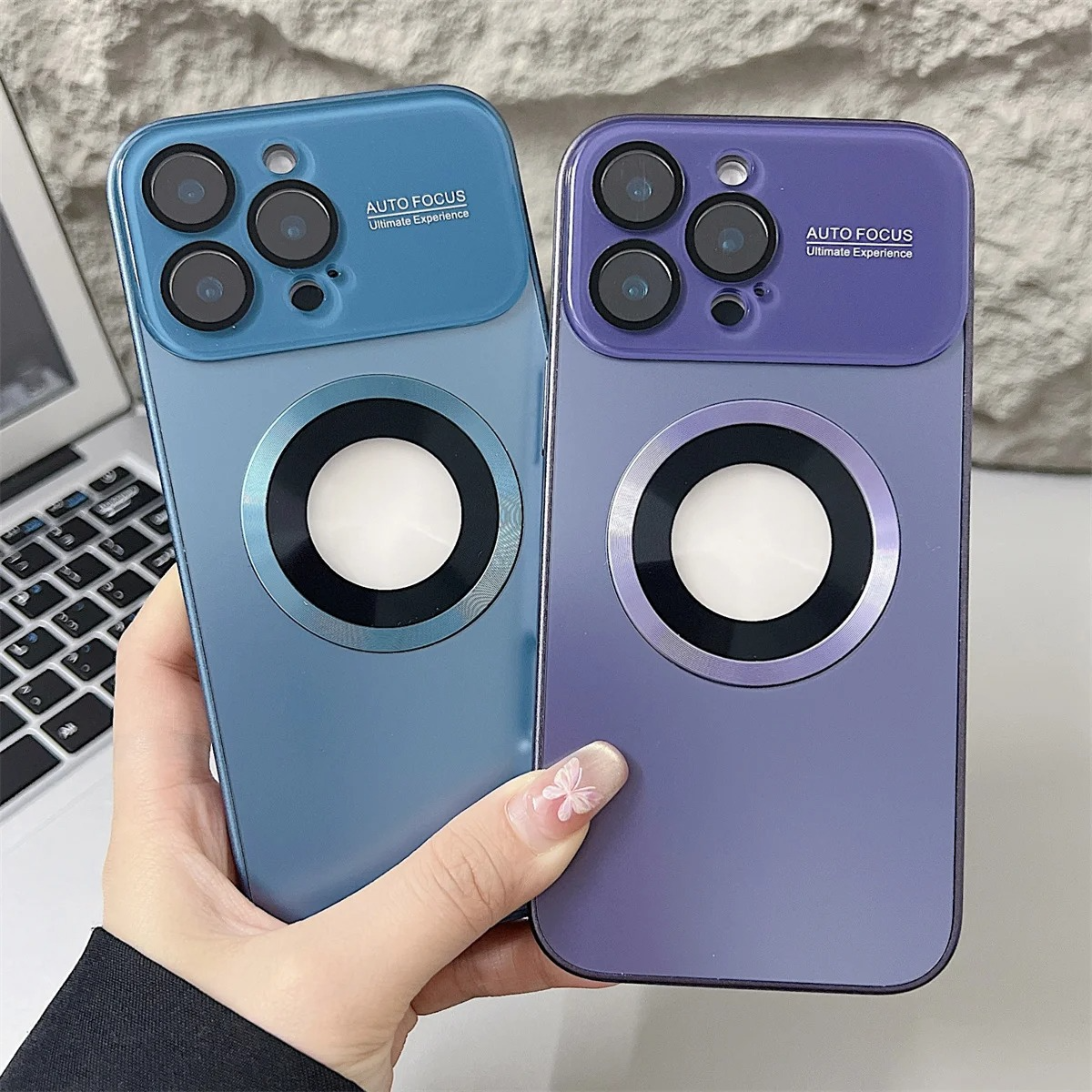 Luxury Magsafe Magnetic iPhone Case — Large Window Logo Hole, Shockproof Half-Wrapped Cover, Camera Lens Protection, Anti-Fingerprint, Matte Non-Slip