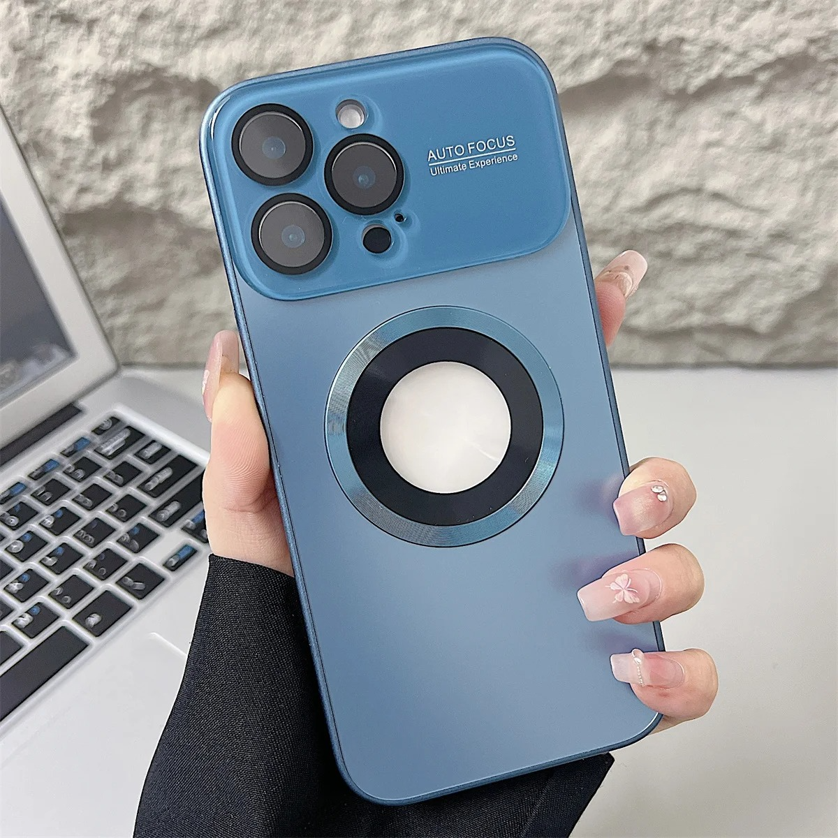 Luxury Magsafe Magnetic iPhone Case — Large Window Logo Hole, Shockproof Half-Wrapped Cover, Camera Lens Protection, Anti-Fingerprint, Matte Non-Slip