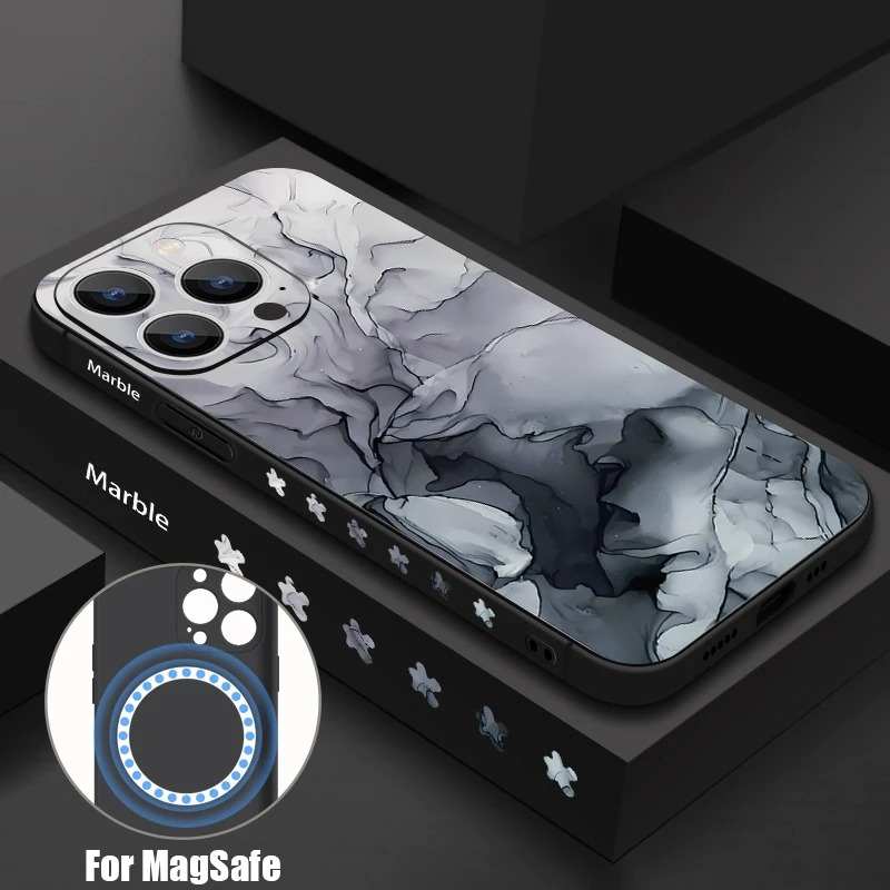 Luxury Marble Phone Case Soft Silicone Cover — Stylish Lanyard Design, Shockproof Protection, Anti-Fingerprint Scratch-Resistant Matte Finish