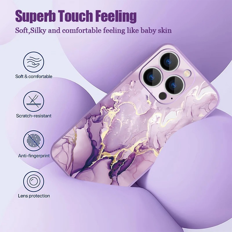 Luxury Marble Phone Case Soft Silicone Cover — Stylish Lanyard Design, Shockproof Protection, Anti-Fingerprint Scratch-Resistant Matte Finish