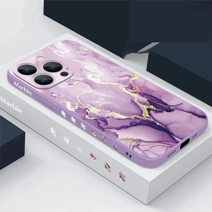 Luxury Marble Phone Case Soft Silicone Cover — Stylish Lanyard Design, Shockproof Protection, Anti-Fingerprint Scratch-Resistant Matte Finish