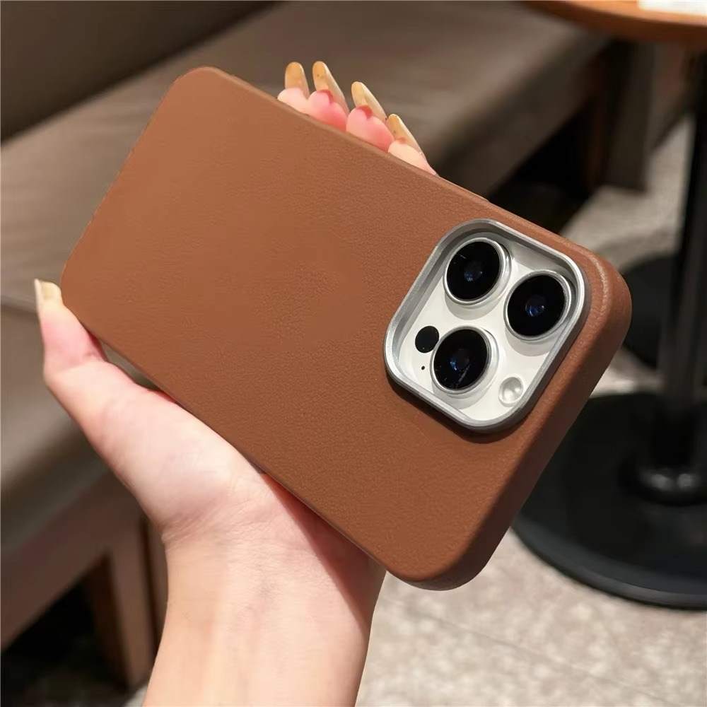 Luxury Matte Litchi Texture iPhone Case — Soft TPU Shockproof Half-Wrapped Cover with Anti-Scratch, Non-Slip, Lightweight Protection