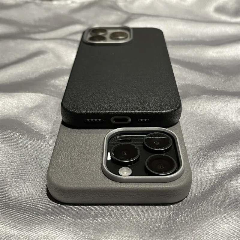 Luxury Matte Litchi Texture iPhone Case — Soft TPU Shockproof Half-Wrapped Cover with Anti-Scratch, Non-Slip, Lightweight Protection