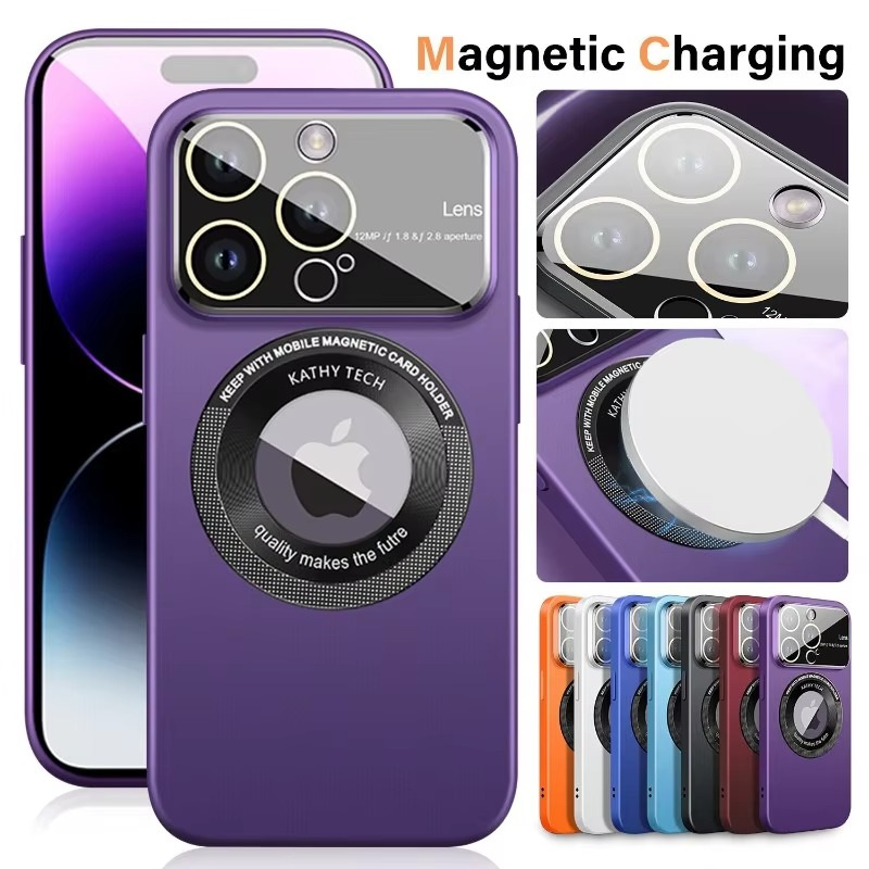 Luxury Matte Magnetic iPhone Case — Magsafe Wireless Charging, Shockproof Bumper with Camera Lens Protection, Anti-Fingerprint, Non-Slip Silicone Cover