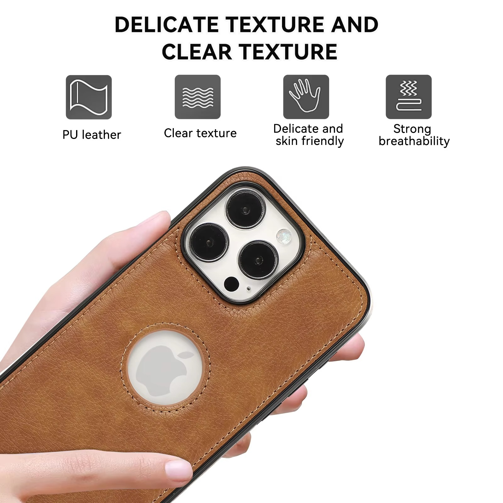 Luxury PU Leather iPhone Case — Shockproof Full Coverage Soft Business Back Cover with Anti-Fingerprint, Anti-Scratch, Dustproof, Non-Slip Design