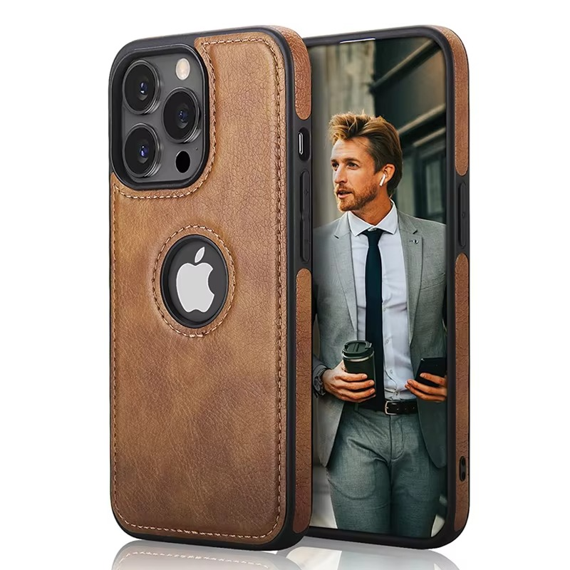 Luxury PU Leather iPhone Case — Shockproof Full Coverage Soft Business Back Cover with Anti-Fingerprint, Anti-Scratch, Dustproof, Non-Slip Design