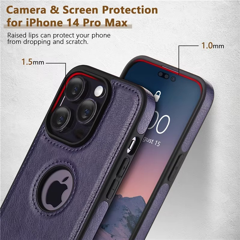 Luxury PU Leather iPhone Case — Shockproof Full Coverage Soft Business Back Cover with Anti-Fingerprint, Anti-Scratch, Dustproof, Non-Slip Design